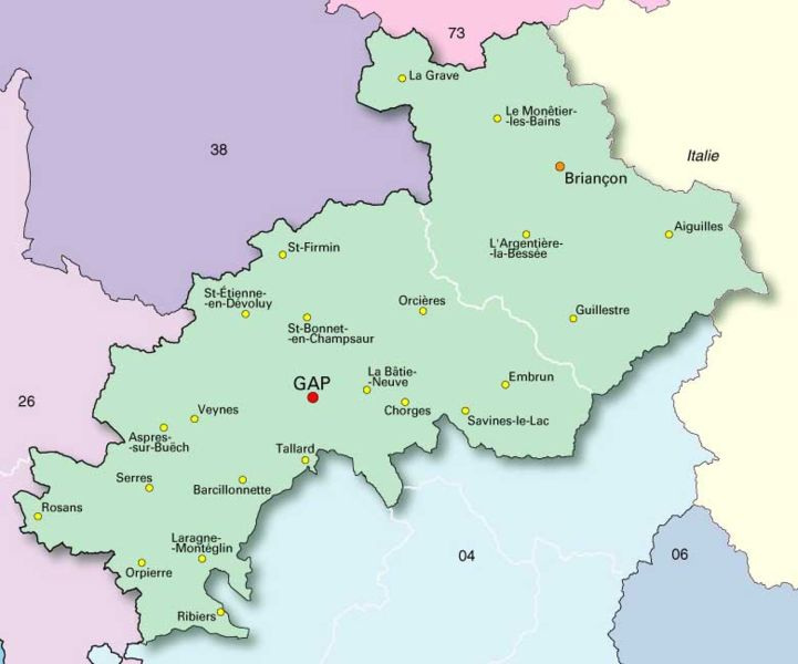 Map of Hautes-Alpes